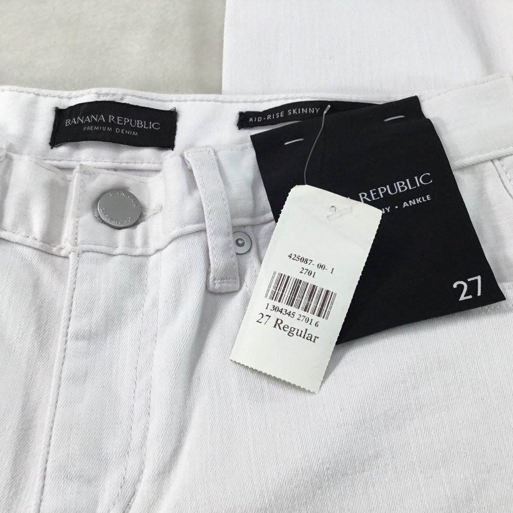 NWT BANANA REPUBLIC WHITE DENIM RAG HEM JEAN 27 - Picture 6 of 12